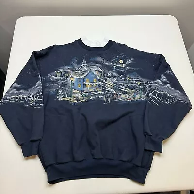 Men’s Vintage Art Unlimited XL Sweatshirt Sweater Winter Holiday Christmas Snow • $38.88