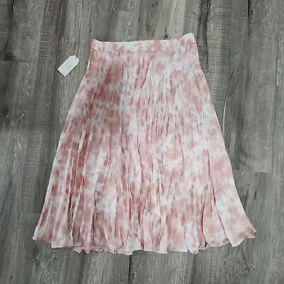 Time And Tru Women's 3XL XXXL 22 Midi Crinkle Skirt Light Pink White • $4.79