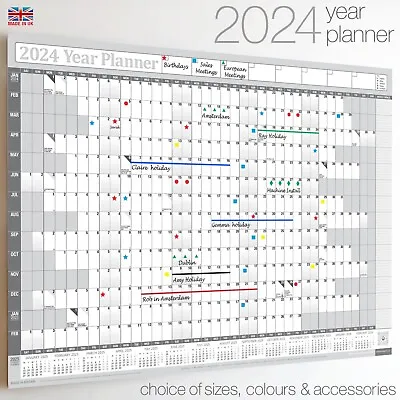 2024 / 2025 Wall Calender A2 Holiday Year Planner Calendar Office 14 Months GREY • £23.99