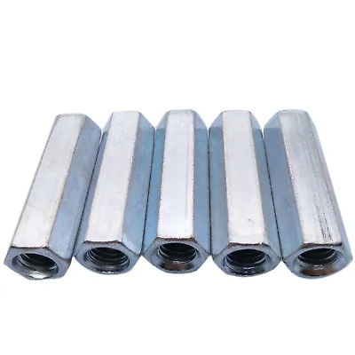 US Stock 5pcs M8 X 1.25 X 40mm Long Rod Coupling Hex Nut Connector Zinc Plated • $12.11