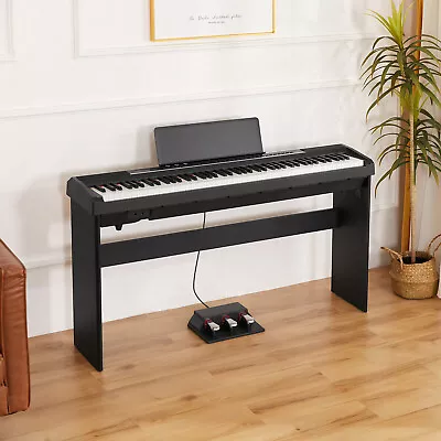 Portable 88 Keys Hammer Weighted Digital Piano Keyboard With Stand Pedal • $319.99