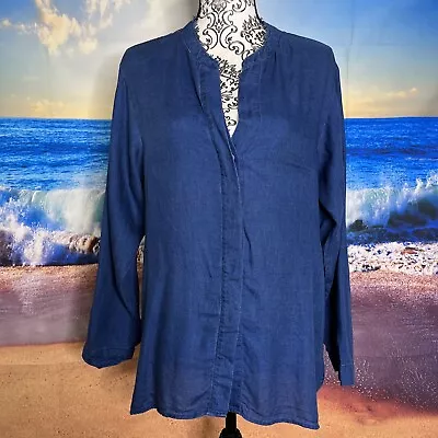 Zara Home Blue LS Button-Up Front Blouse .size SM.#H • $19.99