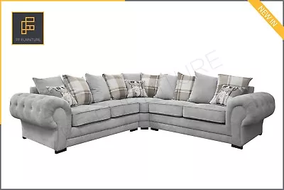 New Chesterfield Style LARGE VERONA Corner Sofa Light Grey Silver 274cm X 274cm • £909