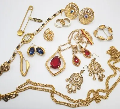 Vintage Designer Costume Jewelry Lot Gold Tone All Signed Collectible Mixed   • $99.99