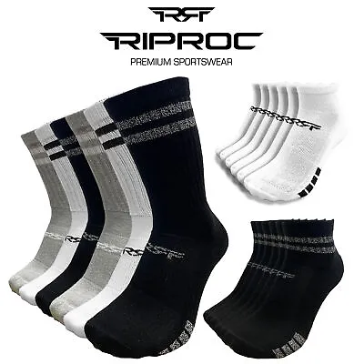 Mens Ladies Sport Socks 6 Pairs Black Cotton Rich Unisex Cushion Sole Size 4-11 • £6.99