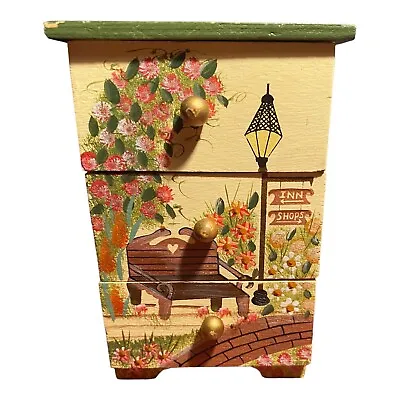 Hand Painted Mini Jewelry Box Chest Of Drawers Garden Flowers Gift Trinkets • $20