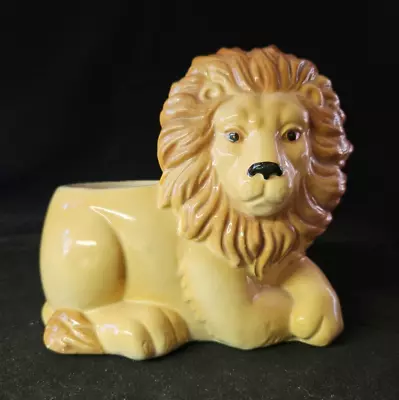 Vintage Ceramic Lion Planter King Of The Jungle-6  T X 6 3/4  L X 5 -VERY REGAL • $14.99