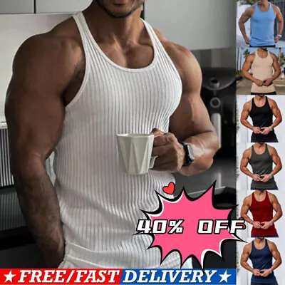 Mens Muscle Slim Fit Tank Tops Bodybuilding Training Workout Gym Fitness Vest • $12.99