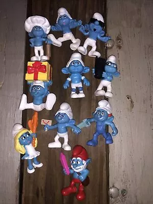 Lot Of 10 Smurf Figures 2011 2013 Peyo Jakks 3  Figures Smurfette Papa McDonalds • $8.95