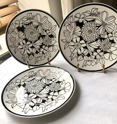 Vtg 1960s Set 3 Mikasa BOUQUET A-2037 BK Cera Stone Side PLATE JAPAN 7.5” • $19.99