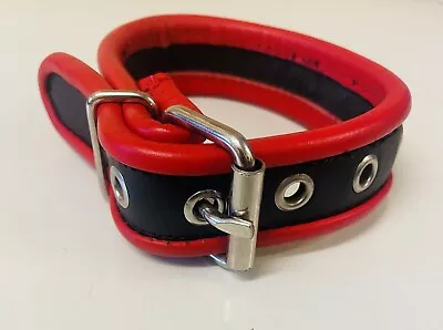 Genuine Real Leather Red Buckle Bicep Arm Band Fetish Club • £12.99