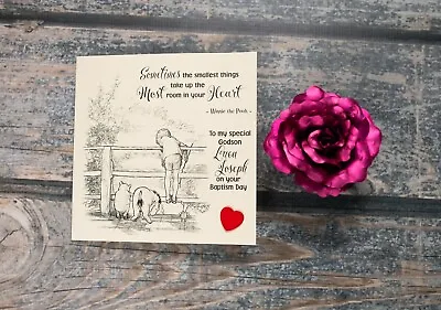£3.85 • Buy Personalised Winnie The Pooh Christening Card Baptism Card Heartfelt Message