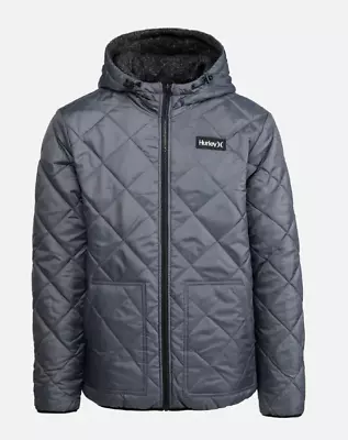 Hurley Diamond Quilt Reversible Jacket Iron Grey / Marled Black Men's Medium • $55.24