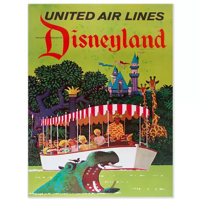 Vintage United Airlines Poster Disneyland 9x12 • $16.99