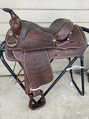 Used/vintage  1970 15   Circle Y Buckstitched Western Equitation Trophy Saddle • $349