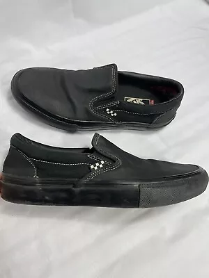 Vans Skate Slip On Shoes Mens Black White Canvas Flat Shoes Size US 8 FAST POST • $42