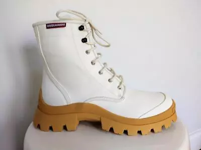 Auth DSQUARED2 White Tank Combat Boots In Size 43 • $399