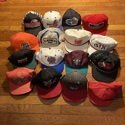 Lot 16 Vintage 80s 90s Snapback Hats Sports Rural NASCAR Wholesale Resell Caps • $15.50