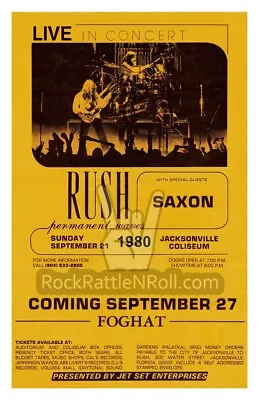 $16.99 • Buy RUSH 1980 TOUR CONCERT POSTER 11x17 SAXON JACKSONVILLE FLORIDA CLASSIC ROCK ART