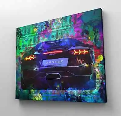 Hustle Canvas Print Office Decor Pop Art Luxury Car Money Motivation Super Car  • $69.95