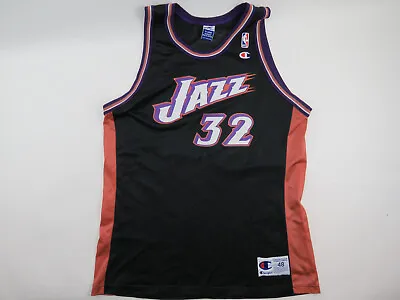 Karl Malone Vintage 90s Utah Jazz Champion NBA Basketball Jersey 44 Large Black • $79.97