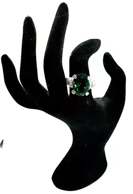 Judith Ripka Emerald Sterling Silver Ring Size 8.25 • $89.99