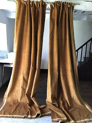 Pair VTG French Cotton Chenille Curtain Drape Upholstery Fabric Panel 106 X53  • $125