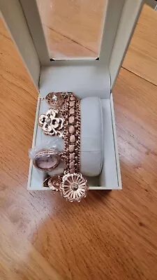 Brand New Anne Klein Women's Charm Bracelet Watch With Swarovski Crystals • £39