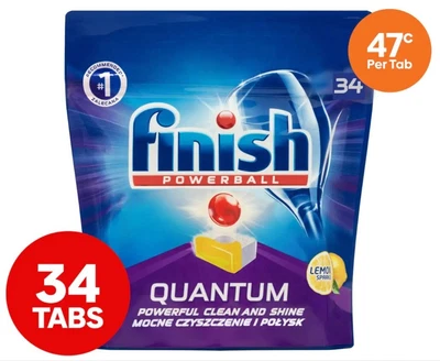 $19.18 • Buy 34PK Finish Powerball Quantum Lemon Sparkle Dishwashing Tablets For Dishwasher