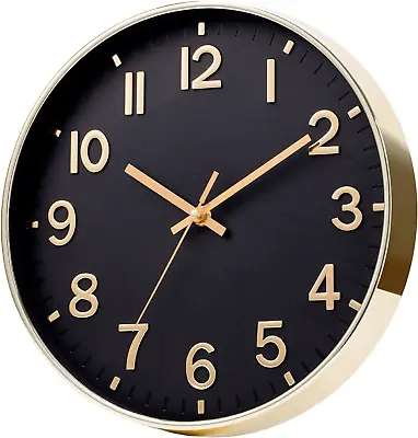 12 Inch Wall Clock Silent Large Wall Clocks For Living Room Office Home Kitchen • £11.69