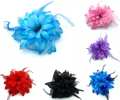 £4.95 • Buy Flower Feather Beak Clip / Hair Bobbles Fascinator Ladies Day Races Royal Ascot