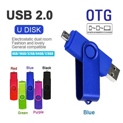 Usb 2.0 Flash Drive Otg Micro Usb Memory Stick 16gb 32gb 128gb 64gb 8gb Thumb • £4.39