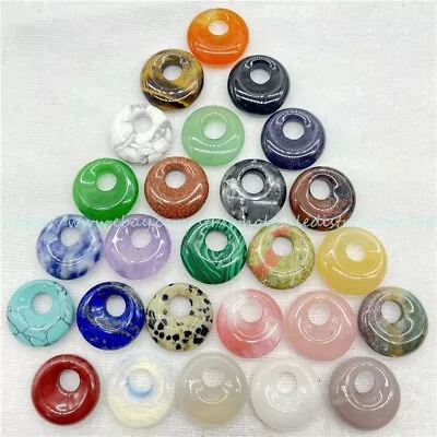 12pcs Necklaces Donut Crystal Gemstone Black Cord Charm Jewelry Bulk Lot • $27.86