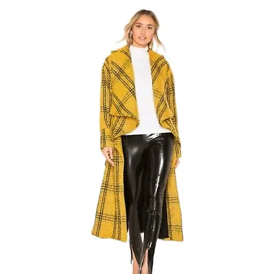 NWT Tularosa Sawyer Coat Mustard Yellow Black Plaid Long Heavyweight Sz XS • $149.99