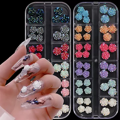 Flowers Nail Art Rhinestone 5D Solid Flowers Nail Art Decorations Floral Rose • $13.74