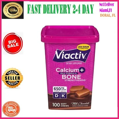 Viactiv Calcium + Vitamin D Supplement Soft Chews Milk Chocolate 100 Ct • $9.66