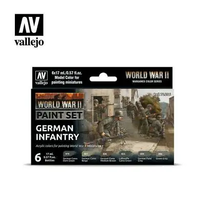  AV Vallejo Model Color Set - WWII German Infantry (6) Paint Set VAL70206 • £14.95