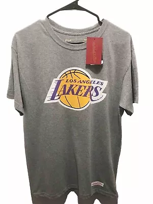 Mitchell & Ness Los Angeles Lakers Logo NBA Hardwood T Shirt Mens Size XL Gray • $26.95