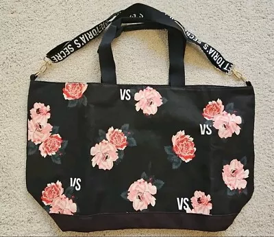 Victorias Secret Pink Roses Weekender Tote Duffle Bag Removable Strap NEW • $19.99