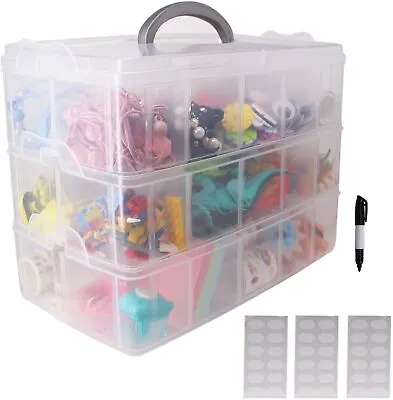 Storage Box Plastic Adjustable Compartment Slot Plastic Craft Organizer Case Tub • £2.99