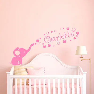  Personalized Girl Name Wall Decal Elephant Name Sticker Nursery Decor F61 • $35.99