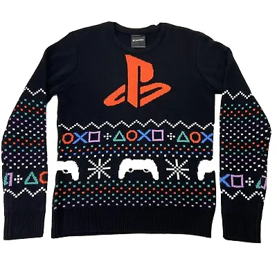 PlayStation Mens Small Christmas Ugly Sweater Dualshock PS2 Rare Black NWOT S  • $39.77