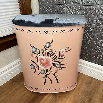 Vintage Tole Metal Pink Hamper Detecto Mid Century  • $108