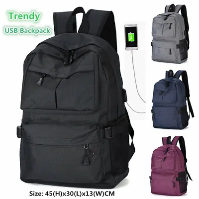 Men's USB Backpack Women Shoulder Laptop School Bag Travel Luggage  Rucksack AU • $28.99