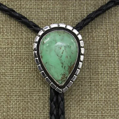 Southwestern Sterling Silver Teardrop Green Turquoise Bolo Tie By Jose Campos+ • $375