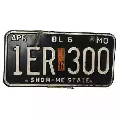 Missouri MO License Plate Tag Black Truck 1ER-300 April Show-Me State 90 Vintage • $7.25