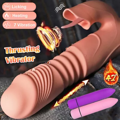 Thrusting Rabbit Vibrator Tongue Licking Clit G Spot Dildo Clitoris Heat Sex Toy • $14.95