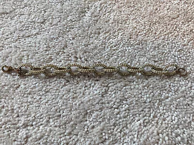 J Crew Gold And Crystal Rhinestone Pave Link 7” Bracelet Item 01898 • $9.99