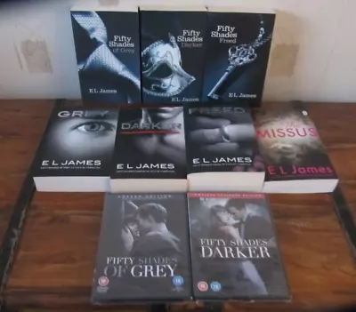 E.L James Bundle: 50 Shades Trilogy Grey Darker Freed + The Missus +2 BN DVDs • £16