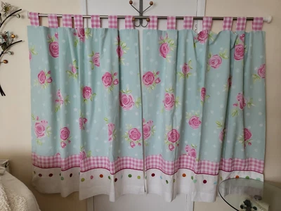 £3.50 • Buy Pair Of NEXT Lined Lightweight Floral/check Tab Top Curtains Drop 52 